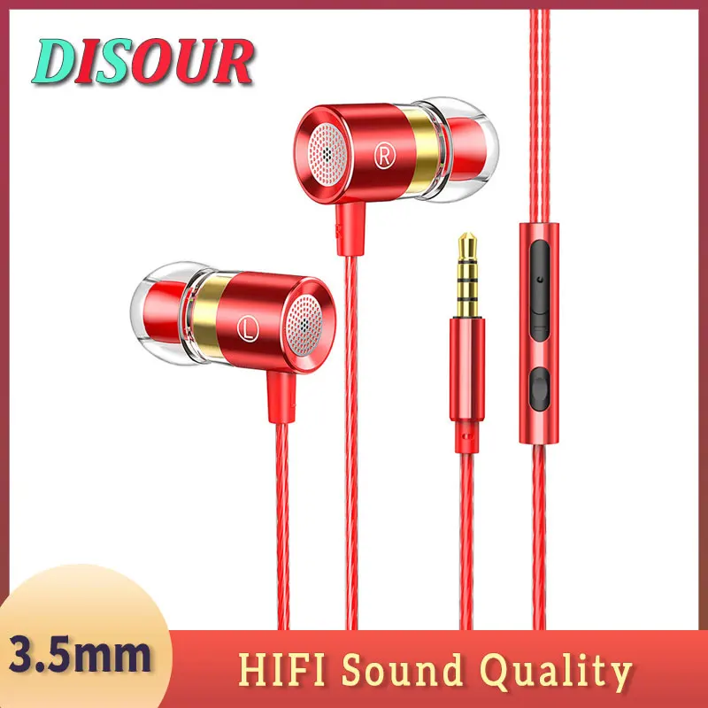 DISOUR In Ear Wired Headphones Metal Heavy Bass Earphones 3.5mm HiFI Stereo Earbud Headsets With Mic For Xiaomi Huawei Samsung
DISOUR In Ear Wired Headphones Metal Heavy Bass Earphones 3.5mm HiFI Stereo Earbud Headsets With Mic For Xiaomi Huawei Samsung
