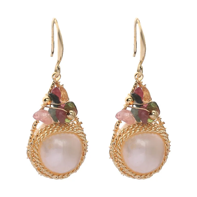 Korean Style Freshwater Pearl Drop Earrings Chain Necklace Set Creative Gold Plated Metal Wedding Jewelry Set with Stone TZ005
Korean Style Freshwater Pearl Drop Earrings Chain Necklace Set Creative Gold Plated Metal Wedding Jewelry Set with Stone TZ005