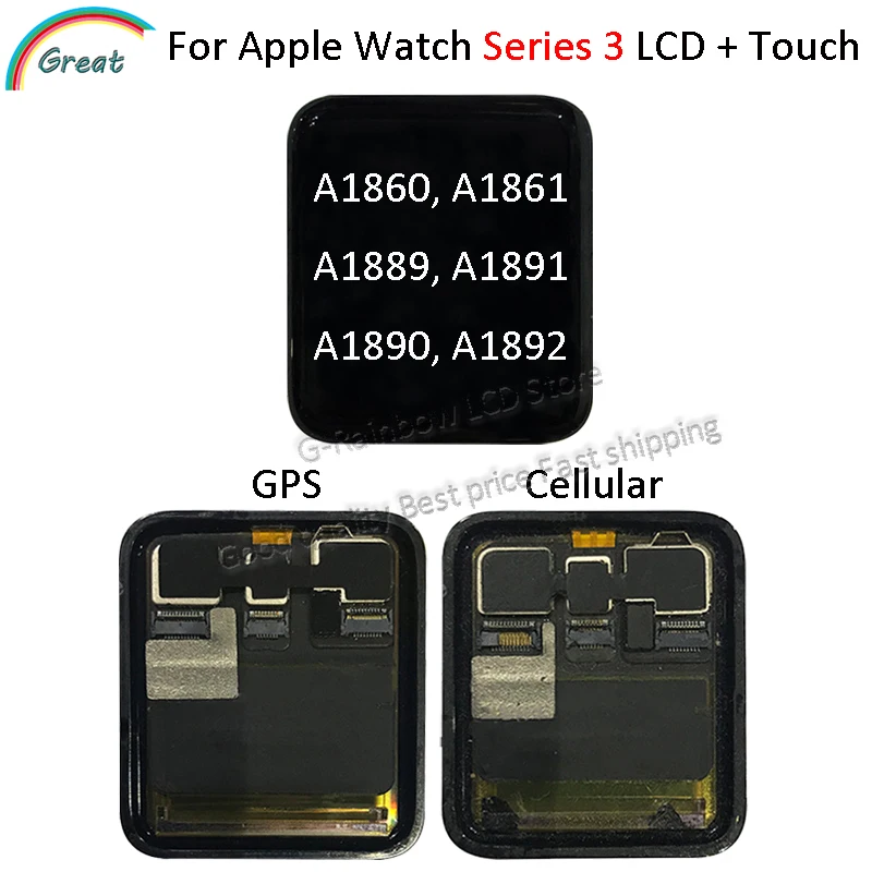 Для Apple Watch Series 3 GPS ЖК-дисплей A1860 A1861 A1889 A1891 Сенсорная панель экран дигитайзер для