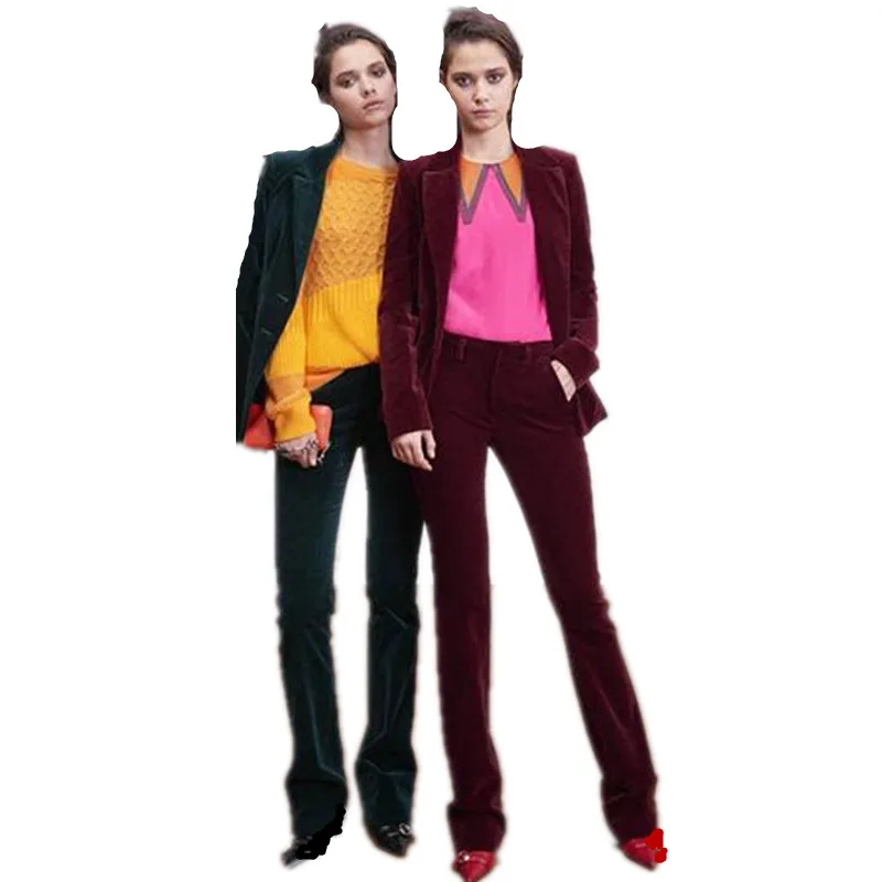 New Formal Suits for Women Office Business Suitspants Work Wear Sets Uniform Styles Velvet Elegant Pant Suits Green & Wine Red
New Formal Suits for Women Office Business Suitspants Work Wear Sets Uniform Styles Velvet Elegant Pant Suits Green & Wine Red