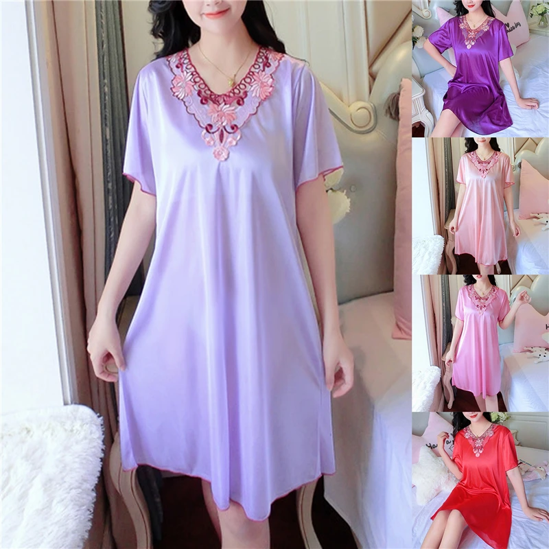 Women Summer Nightgown Polyester Night Dress Thin Strap Plus Size Cute Dresses Homewear Female Short Sleeve Sleep Dress
Women Summer Nightgown Polyester Night Dress Thin Strap Plus Size Cute Dresses Homewear Female Short Sleeve Sleep Dress