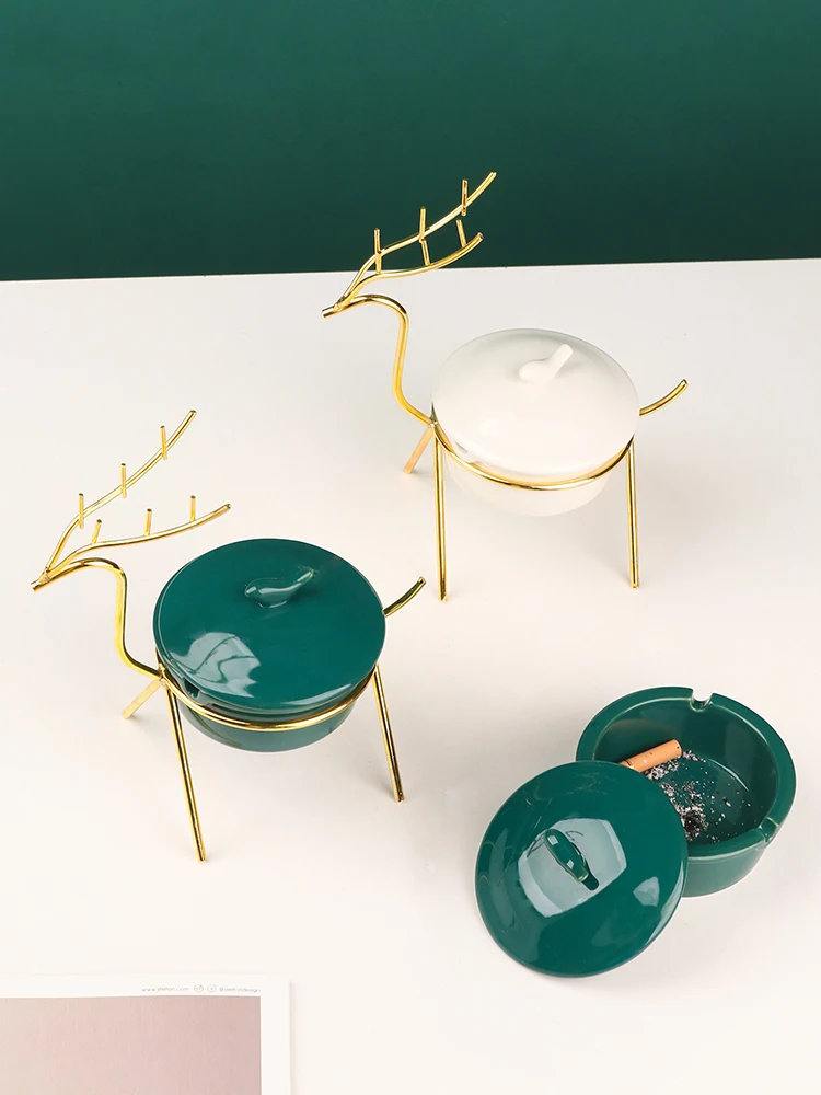 Nordic luxury living room fawn ashtray home creative personality trend Office ceramic ash ashtray with cover
Nordic luxury living room fawn ashtray home creative personality trend Office ceramic ash ashtray with cover
