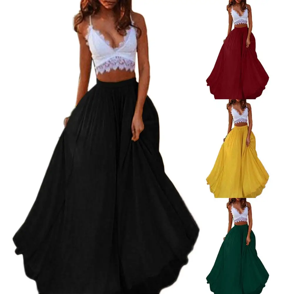 Fashion Women Solid Color Chiffon Elastic High Waist Lady For Evening Party Skirts Double Large Swing Women's Long Skirt юбка
Fashion Women Solid Color Chiffon Elastic High Waist Lady For Evening Party Skirts Double Large Swing Women's Long Skirt юбка