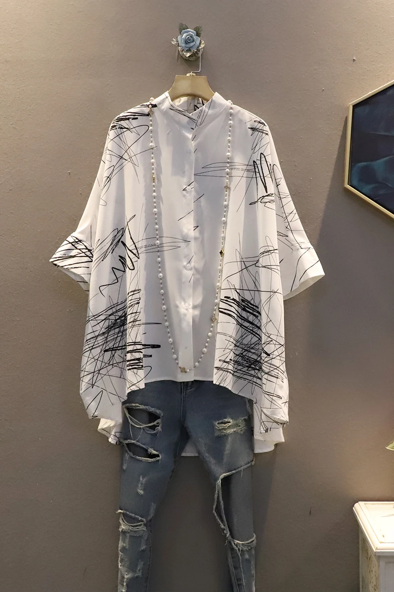 QING MO Women Black White Irregular Blouse 2021 Summer Women Line pattern Blouse Female Casual Blouse ZQY7261
QING MO Women Black White Irregular Blouse 2021 Summer Women Line pattern Blouse Female Casual Blouse ZQY7261