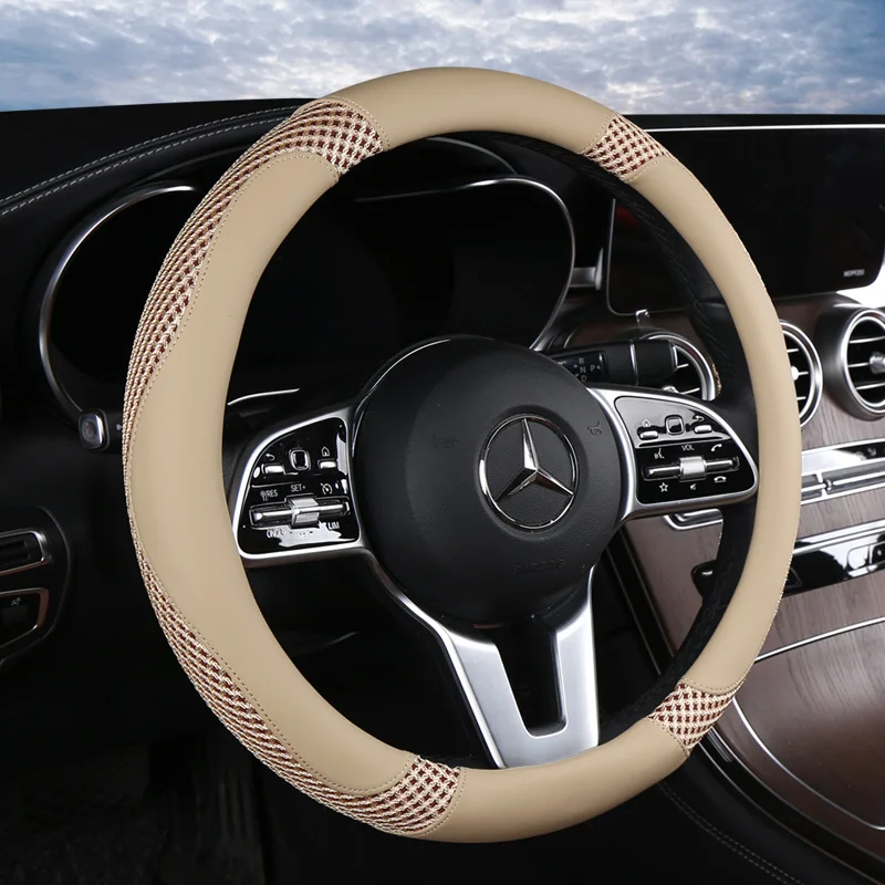 38CM Car Steering Wheel Cover Anti slip Leather Cars Wheels Covers Breathable Hand Stitching Steering-Wheel Car-stying Universal
38CM Car Steering Wheel Cover Anti slip Leather Cars Wheels Covers Breathable Hand Stitching Steering-Wheel Car-stying Universal