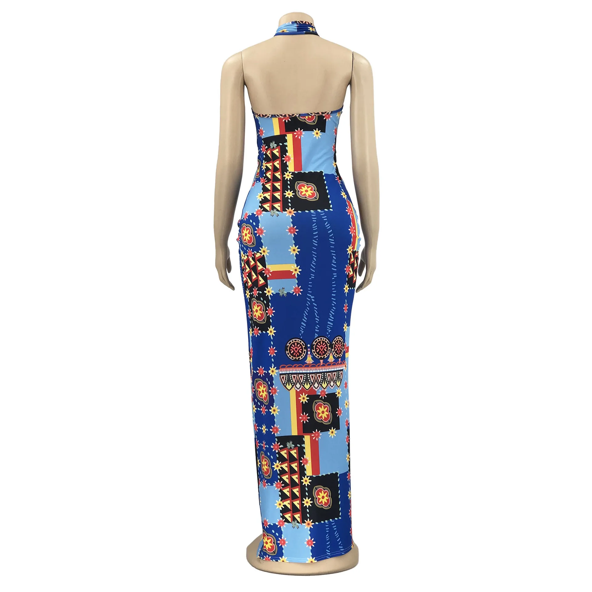 Women Dress New Cropped High Slit Halter Geometric Printed Sexy Dresses Spring Summer
Women Dress New Cropped High Slit Halter Geometric Printed Sexy Dresses Spring Summer