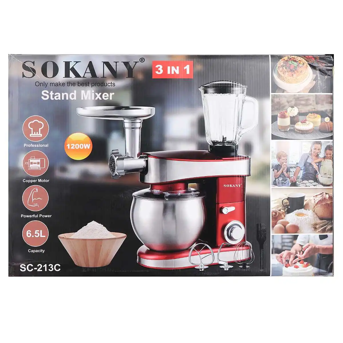 SOKANY 1200W Stand Mixer Stainless Steel 6.5L Bowl 6-speed Kitchen Food Blender Cream Egg Whisk Cake Dough Kneader Bread Mixer
SOKANY 1200W Stand Mixer Stainless Steel 6.5L Bowl 6-speed Kitchen Food Blender Cream Egg Whisk Cake Dough Kneader Bread Mixer
