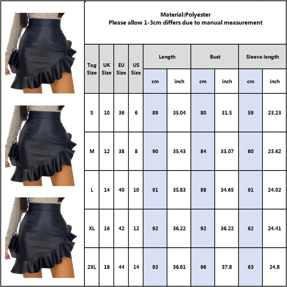 Sexy Leather Pu Skirt For Ladies Black Ruffle Asymmetric Women Mini Skirt High Waist Flare Fashion Office Female Skirt D25
Sexy Leather Pu Skirt For Ladies Black Ruffle Asymmetric Women Mini Skirt High Waist Flare Fashion Office Female Skirt D25