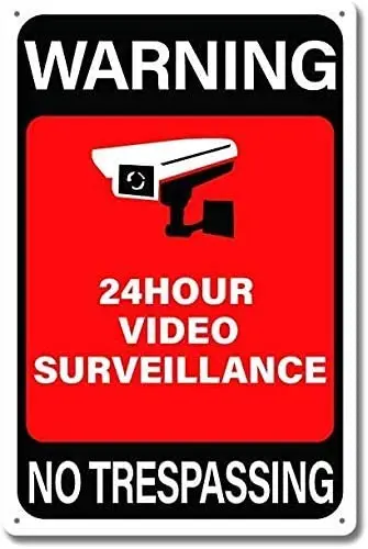Warning 24 Hour Video Surveillance No Trespassing Tin Sign Metal Plaque Home Yard Wall Decoration Retro Metal Plate 12*8 Inch
Warning 24 Hour Video Surveillance No Trespassing Tin Sign Metal Plaque Home Yard Wall Decoration Retro Metal Plate 12*8 Inch