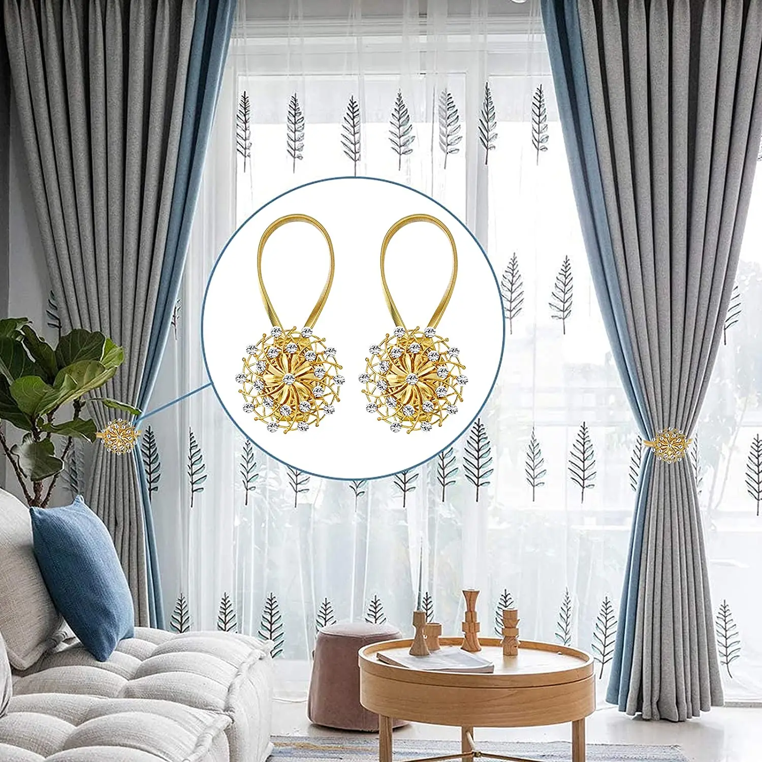 2 PCS Magnetic Curtain Tiebacks, Curtain Holdbacks Magnetic Crystal Flower Window Curtain Decorative No Drilling Drapery
2 PCS Magnetic Curtain Tiebacks, Curtain Holdbacks Magnetic Crystal Flower Window Curtain Decorative No Drilling Drapery