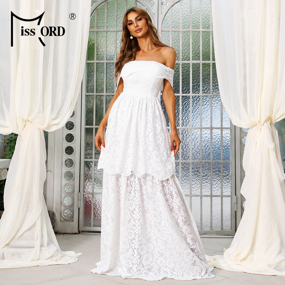Missord Off Shoulder Lace Wedding Long Dresses White Backless Women Evening Party Maxi Bodycon Sexy Fashion Layered Hem Vestido
Missord Off Shoulder Lace Wedding Long Dresses White Backless Women Evening Party Maxi Bodycon Sexy Fashion Layered Hem Vestido