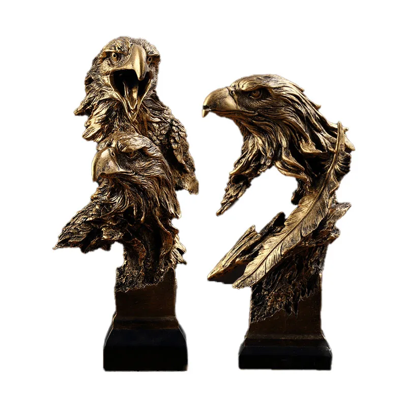 

Nordic Retro Bronze Eagle Head Artware Animal Sculpture Home Decoration Accessories Modern Art Resin Statue Room Ornament Craft