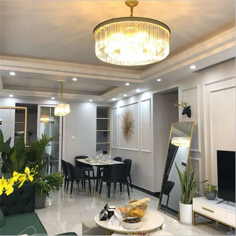 Modern minimalist suction dual-use lamp restaurant crystal bedroom round ceiling atmospheric household American light | Лампы и