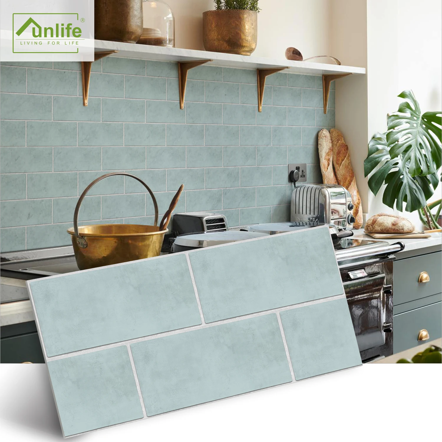 

Funlife® 30x15cm Seafoam Green Thick Waterproof Tile Sticker Self-adhesive Wall Stickers Fireplace Kitchen Backsplash Home Decor