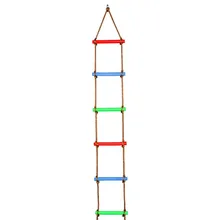 Wooden Rope Ladder Kids Fitness Toy Multi Rungs Climbing Game Toy Outdoor Training Activity Safe Sports Rope Swing Swivel Rotary