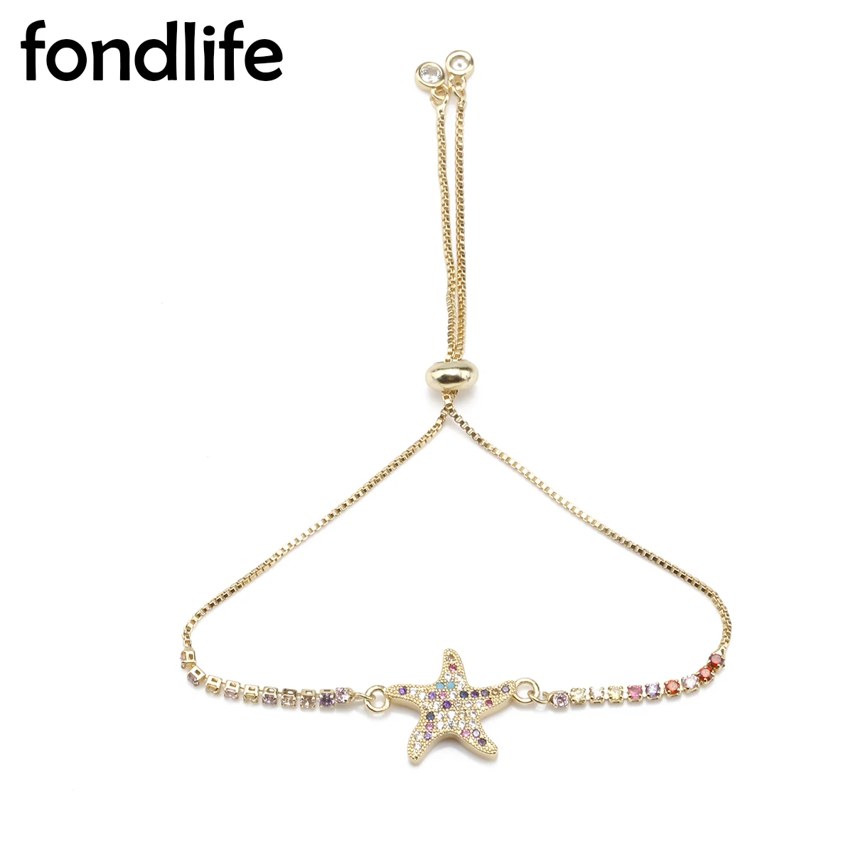 Multicolor Cubic Zirconia Crystal Gold-plated Sea Starfish Charm Bracelet Women Girl CZ Brass Star Fish Chain Jewelry Present
Multicolor Cubic Zirconia Crystal Gold-plated Sea Starfish Charm Bracelet Women Girl CZ Brass Star Fish Chain Jewelry Present