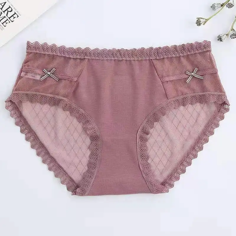 Women's panties French Modal cotton sexy lace trim bow girl briefs Breathable mesh Panties seamless mid-waist Women's underwear
Women's panties French Modal cotton sexy lace trim bow girl briefs Breathable mesh Panties seamless mid-waist Women's underwear