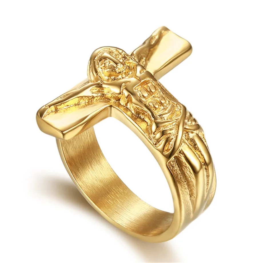 Newest Religious Jesus Cross Crucifix Ring Male Gold Color Stainless Steel Christian Prayer Finger Rings For Men Amulet Jewelry
Newest Religious Jesus Cross Crucifix Ring Male Gold Color Stainless Steel Christian Prayer Finger Rings For Men Amulet Jewelry