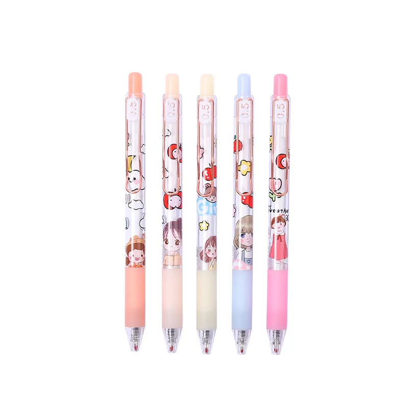 Gel Pens Copper Color Hook Press Gel Pen Cute Girl Beating Pen Bullet 0.5 Black Student Stationery Gel Pen
Gel Pens Copper Color Hook Press Gel Pen Cute Girl Beating Pen Bullet 0.5 Black Student Stationery Gel Pen