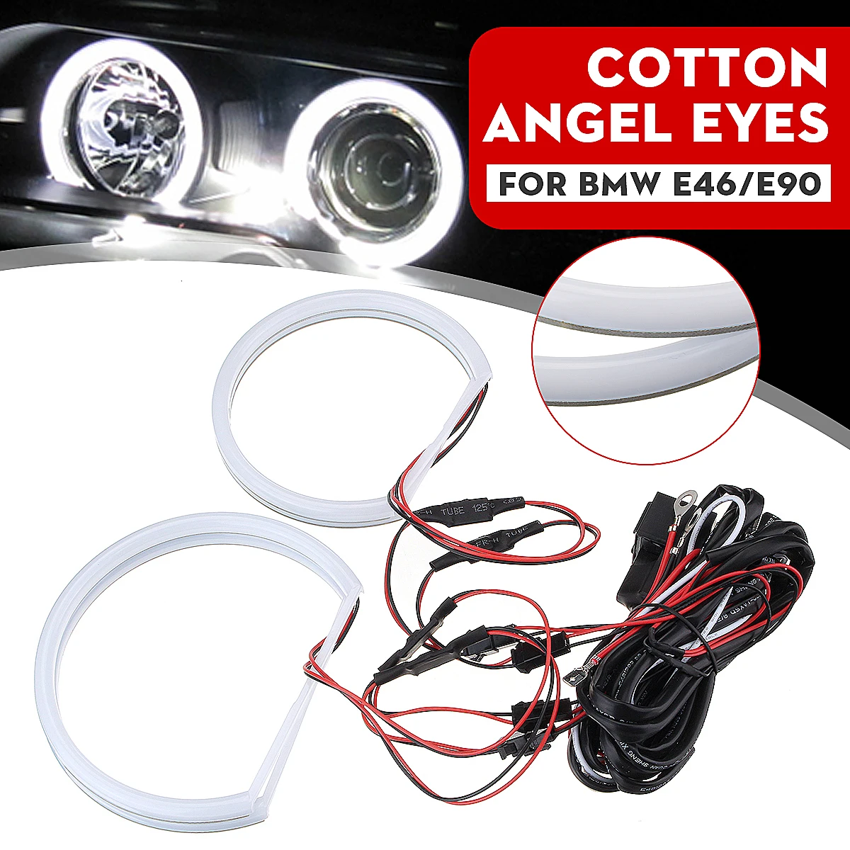 Car-styling 1 SET (2X 146mm+2X 131 mm )White Halo Cotton Light car smd LED Angel eyes for BMW E46 non projector auto lighting
Car-styling 1 SET (2X 146mm+2X 131 mm )White Halo Cotton Light car smd LED Angel eyes for BMW E46 non projector auto lighting