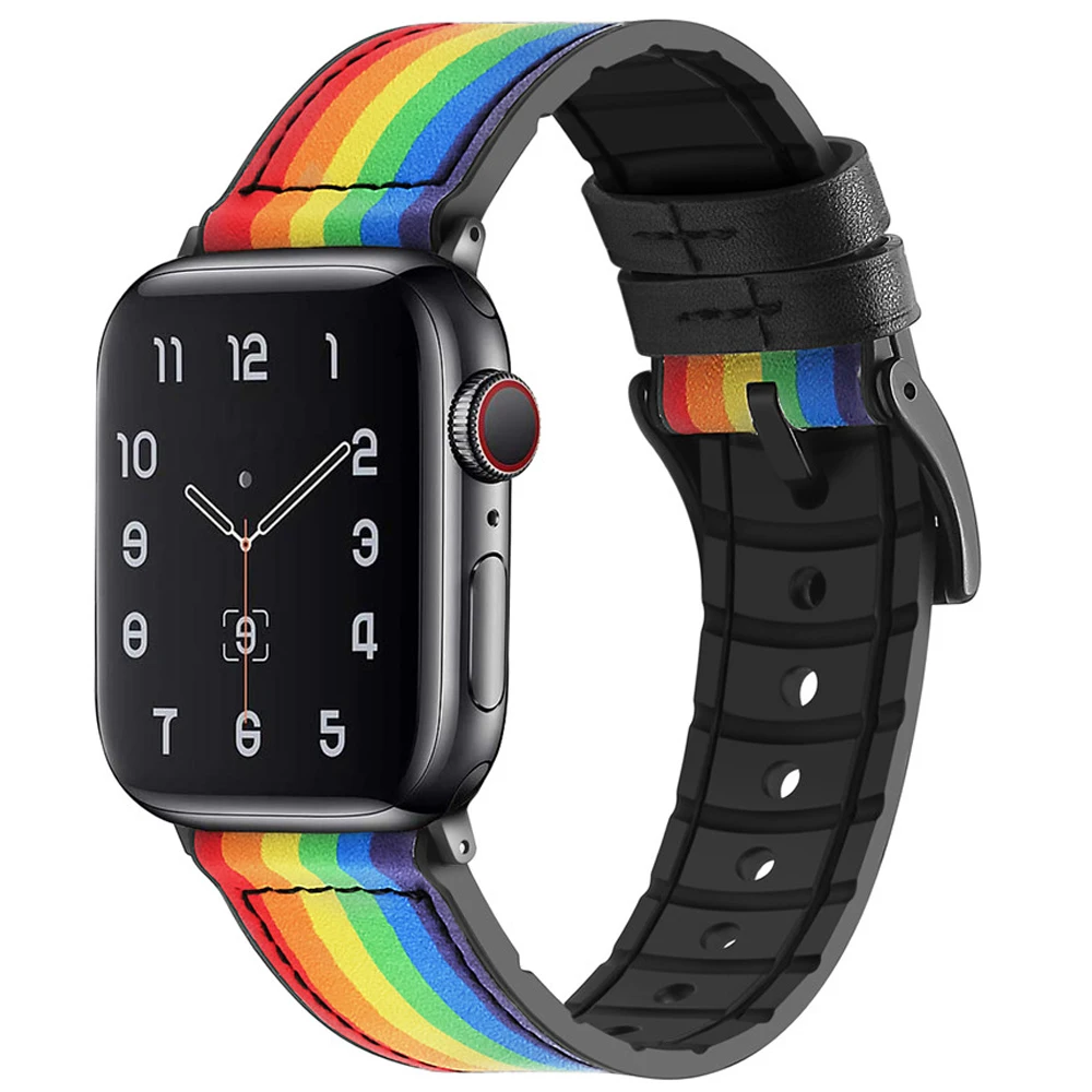Rainbow Leather Watch Strap For Apple Watch Bands 44mm 42mm 40mm 38mm Luxury Design Watchbands For iWatch Series 6 SE 5 4 3 2 1
Rainbow Leather Watch Strap For Apple Watch Bands 44mm 42mm 40mm 38mm Luxury Design Watchbands For iWatch Series 6 SE 5 4 3 2 1