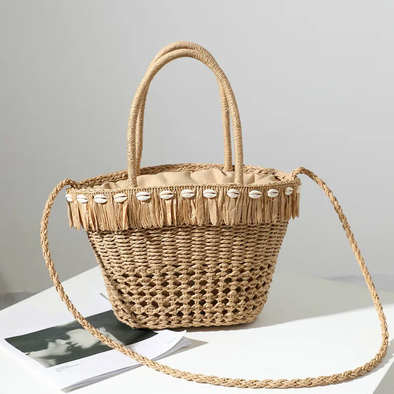 Fashion Shell Tassel Straw Bucket Bag Hollow Rattan Women Handbags Summer Beach Shoulder Crossbody Bag Casual Lady Large Tote
Fashion Shell Tassel Straw Bucket Bag Hollow Rattan Women Handbags Summer Beach Shoulder Crossbody Bag Casual Lady Large Tote