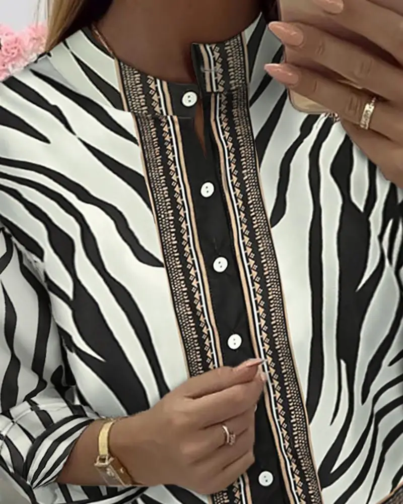Autumn Zebra Print Shirt Women Long Sleve Single Breasted Blouse Shirt Zebra Shirt Elegant Office Ladies Workwear Tops
Autumn Zebra Print Shirt Women Long Sleve Single Breasted Blouse Shirt Zebra Shirt Elegant Office Ladies Workwear Tops