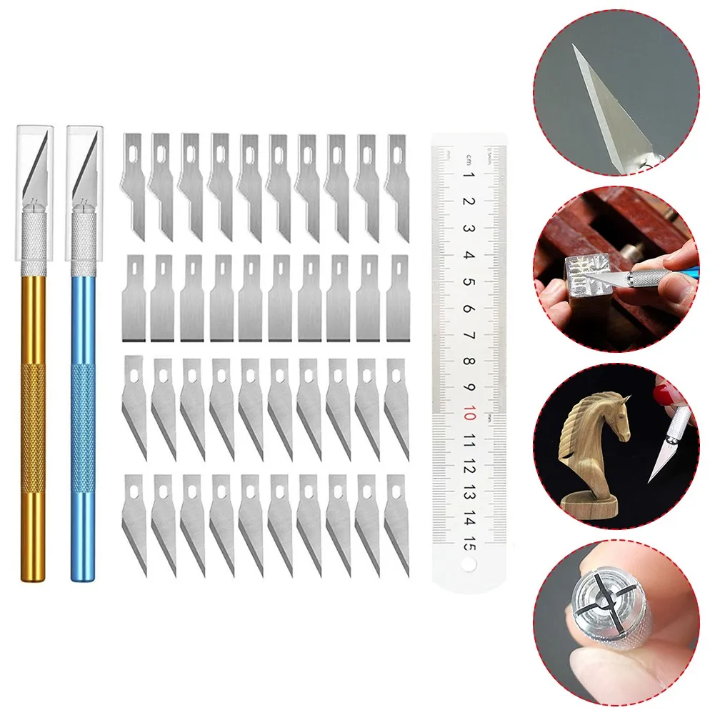 Blade Carver Aluminum Ruler Kit 40 Exactocutter Set Blades Refill Ruler Xacto For Craft Cutting And Crafting
Blade Carver Aluminum Ruler Kit 40 Exactocutter Set Blades Refill Ruler Xacto For Craft Cutting And Crafting