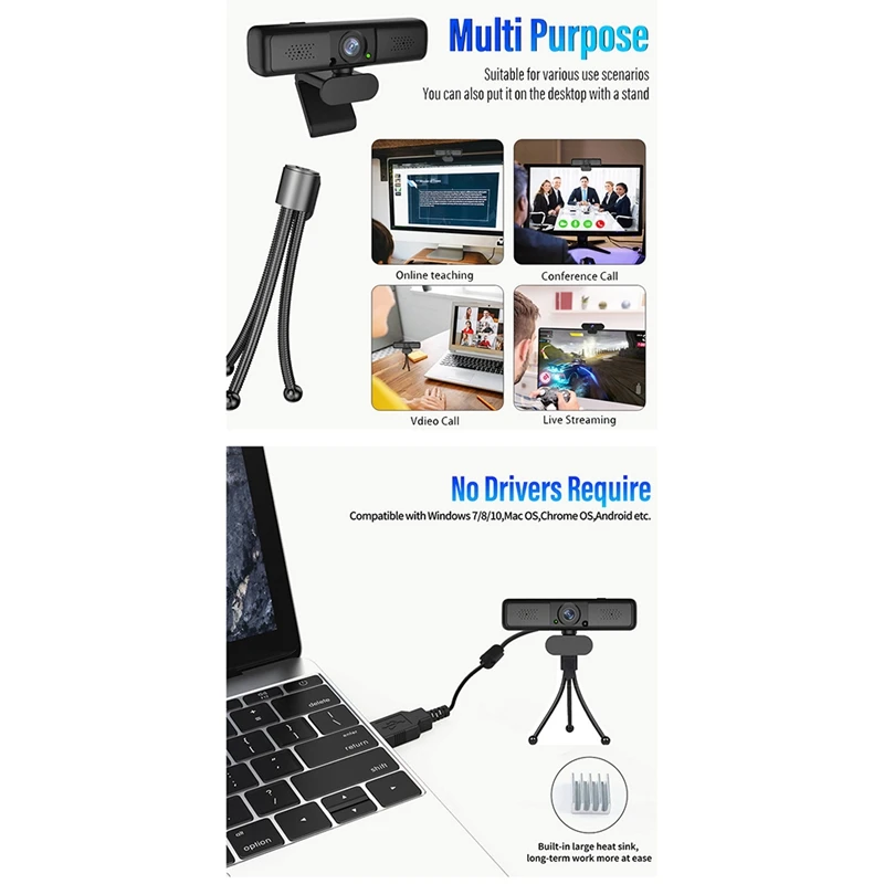 4 Million Pixels Webcam Autofocus USB Web Camera with Microphone,Laptop Desktop Camera for Office Meeting Home
4 Million Pixels Webcam Autofocus USB Web Camera with Microphone,Laptop Desktop Camera for Office Meeting Home
