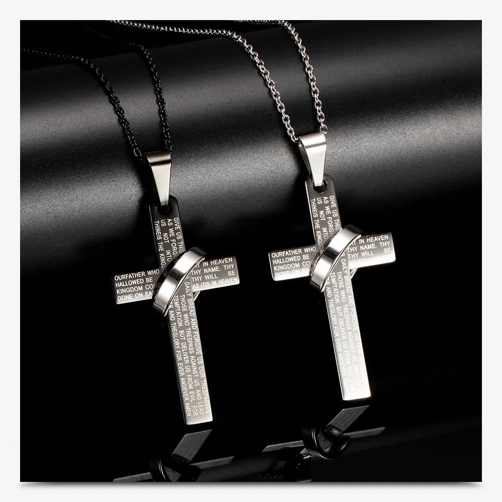 New Simple Cross Scripture Pendant Necklace Stainless Steel Jewelry for Men Women Long Sweater Chain Punk Hip Hop Rock Gift
New Simple Cross Scripture Pendant Necklace Stainless Steel Jewelry for Men Women Long Sweater Chain Punk Hip Hop Rock Gift