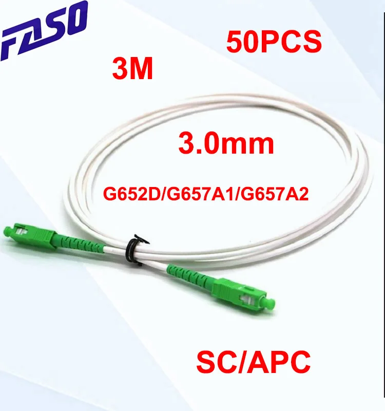 50PCS 3M Length Fiber Optic Patch Cord SC/APC SM G652D/G657A1/G657A2 SX Core 3.0mm LSZH Jacket
50PCS 3M Length Fiber Optic Patch Cord SC/APC SM G652D/G657A1/G657A2 SX Core 3.0mm LSZH Jacket