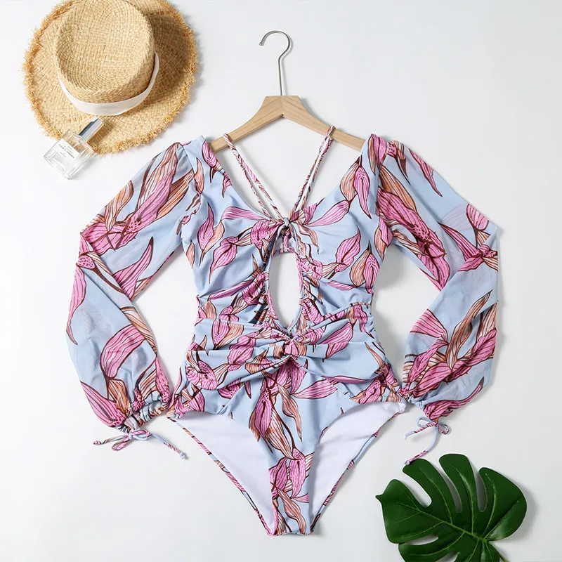 2020 Fashion Sexy Long Sleeve Swimsuit One Piece Swimwears Hollow Out Bathing Suit Bikini High Cut Thong Women Printing Biquini
2020 Fashion Sexy Long Sleeve Swimsuit One Piece Swimwears Hollow Out Bathing Suit Bikini High Cut Thong Women Printing Biquini