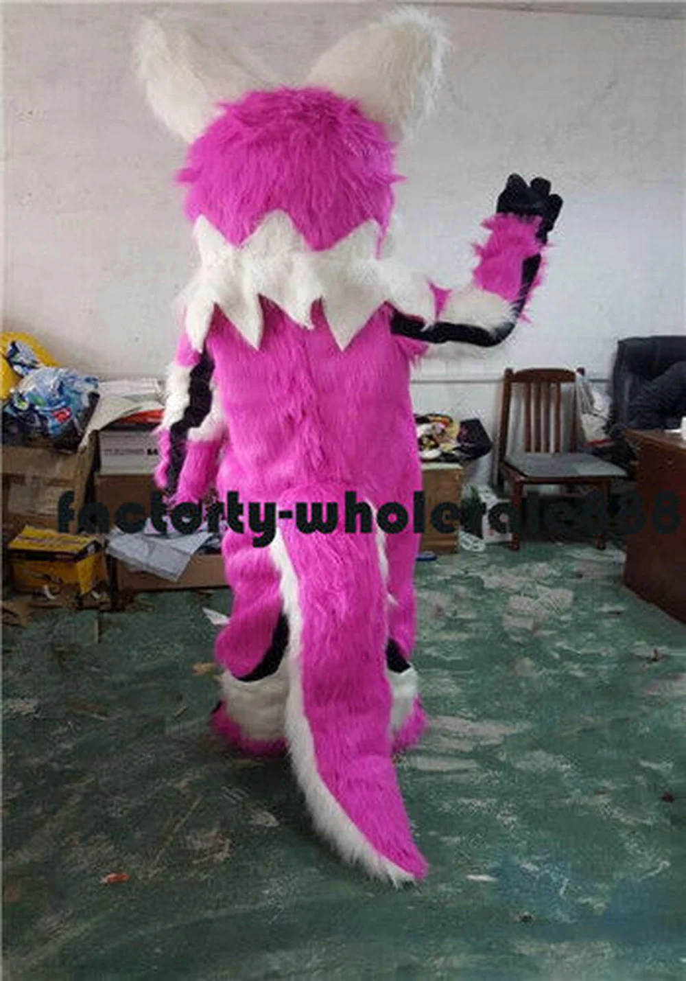Новый роскошный длинный меховой розовый костюм Хаски-талисман костюмы косплей
