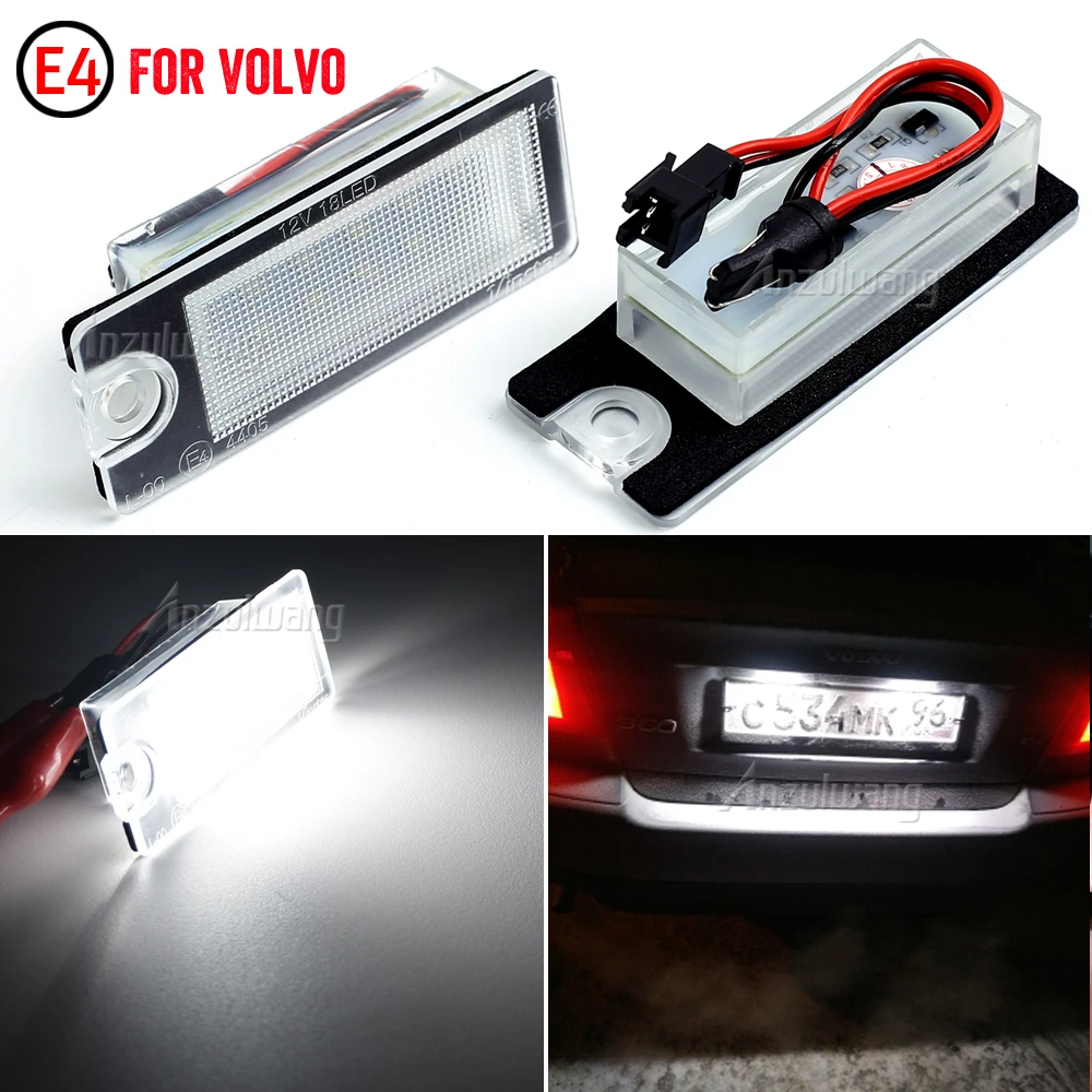 

2Pcs LED License Plate Lights 18 Car Number LEVED License Plate Lamp Light for Volvo S80 99-06 S60 V70 XC70 XC90 Car Accessories