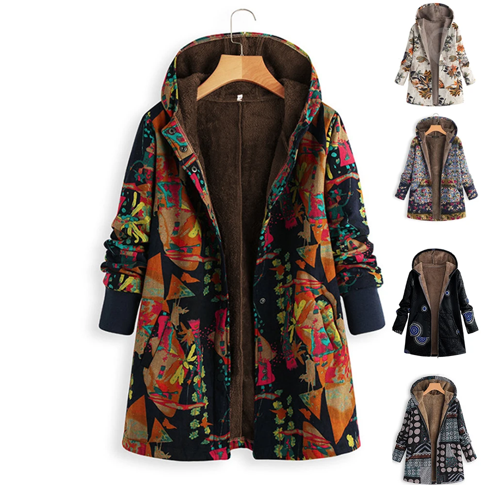 Women Vintage Loose Hooded Coat Floral Printed Fleeces Lining Buttoned big Size Winter Warm Parka Casual Outerwear Windbreaker
Women Vintage Loose Hooded Coat Floral Printed Fleeces Lining Buttoned big Size Winter Warm Parka Casual Outerwear Windbreaker
