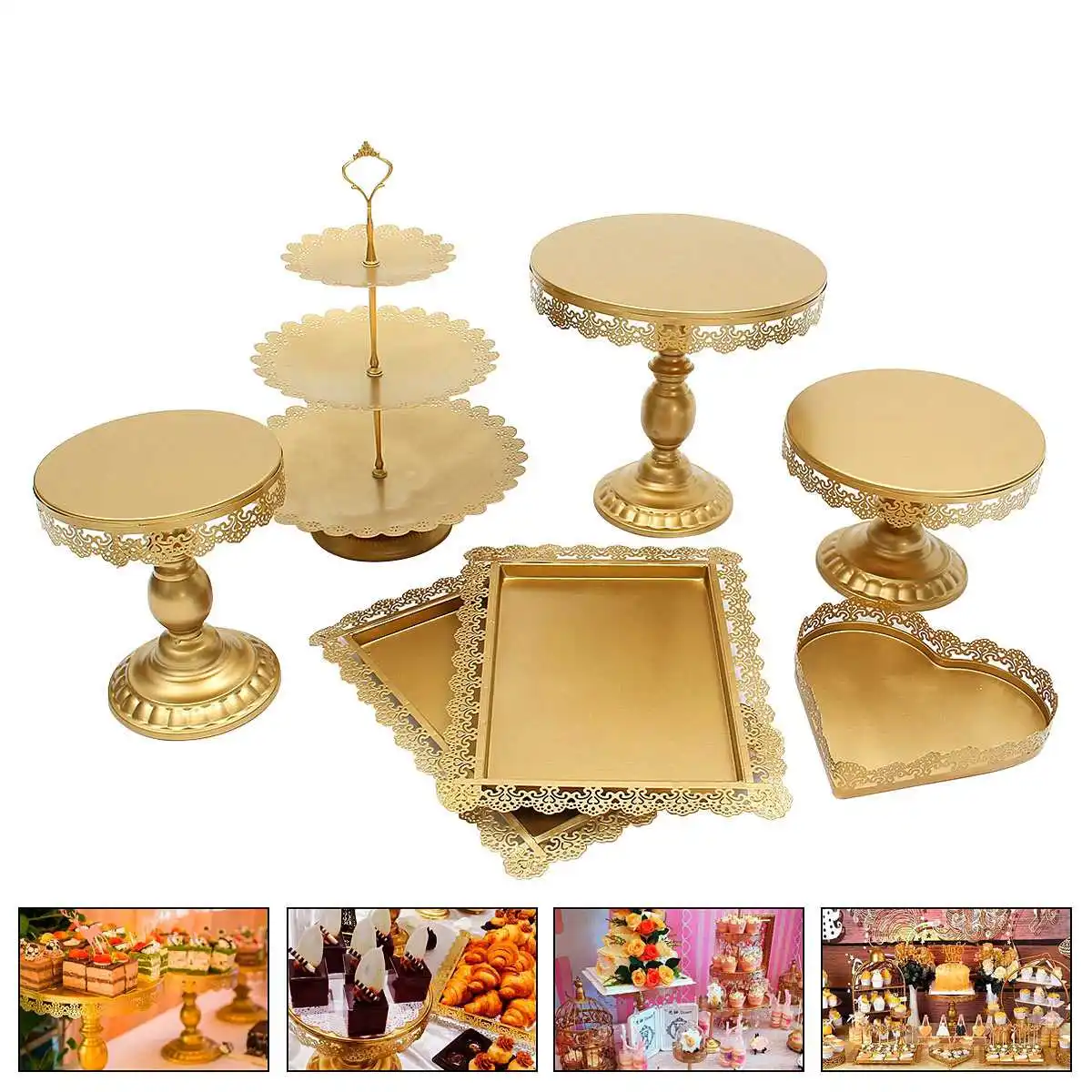 7pcs Cake Stand Set Metal Gold and White Cupcake Stand Decorations Dessert Pedestal wedding Party Display Cake Tray
7pcs Cake Stand Set Metal Gold and White Cupcake Stand Decorations Dessert Pedestal wedding Party Display Cake Tray