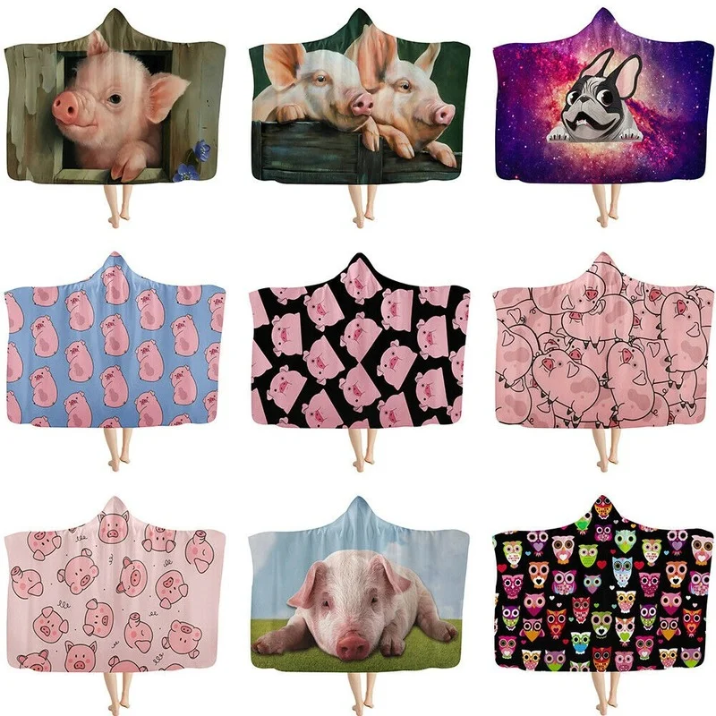 Одеяло с капюшоном в виде милой свиньи, Детская плюшевая подкладка, диван-кровать, женская накидка, зимний детский 
Одеяло с капюшоном в виде милой свиньи, Детская плюшевая подкладка, диван-кровать, женская накидка, зимний детский