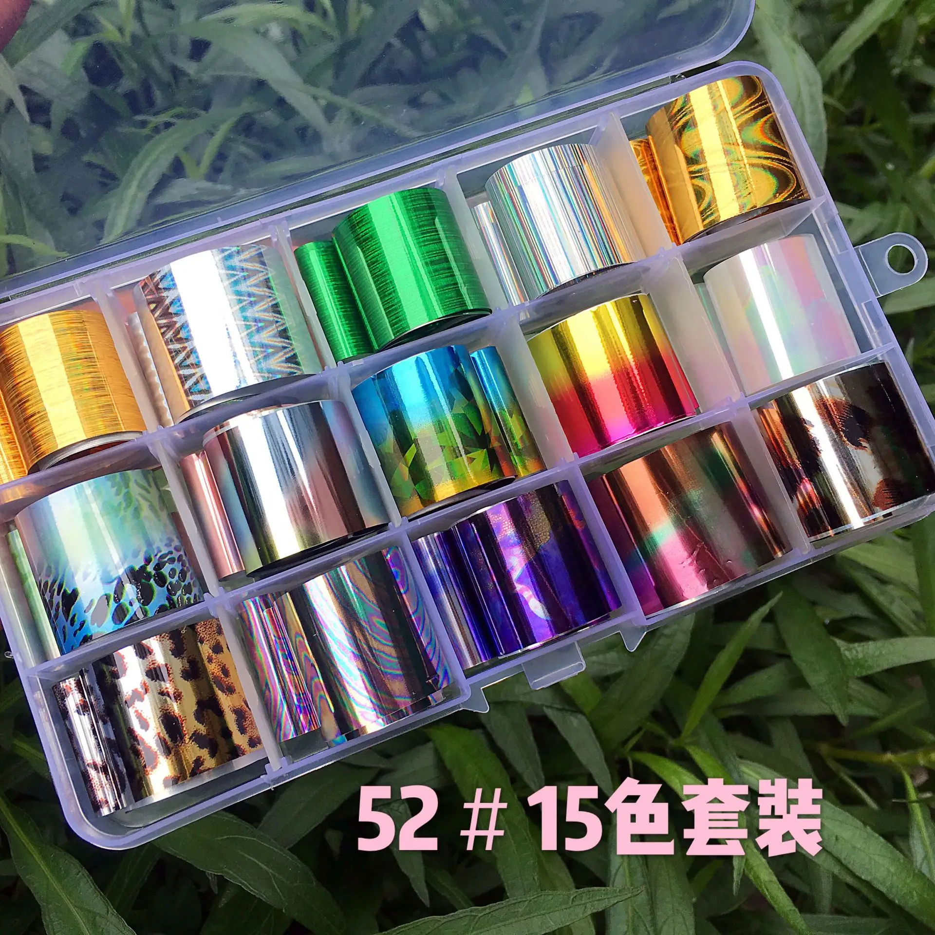 Новая упаковка, диагональ 15 цветов в коробке, бумажная цветная Лазерная Фольга для декора ногтей
Новая упаковка, диагональ 15 цветов в коробке, бумажная цветная Лазерная Фольга для декора ногтей