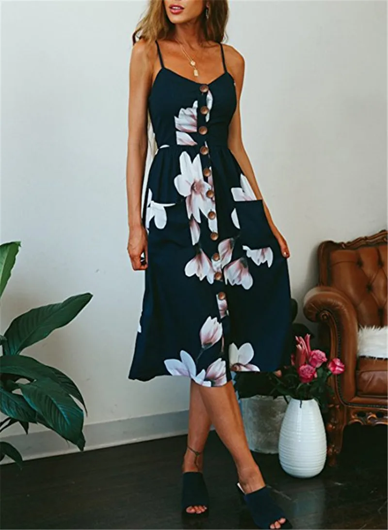Summer Women Sexy Sling Print Pocket Halter Button Beach Dress 2021 Female Bohemia Holiday Midi Retro Lady Dresses Plus Size
Summer Women Sexy Sling Print Pocket Halter Button Beach Dress 2021 Female Bohemia Holiday Midi Retro Lady Dresses Plus Size