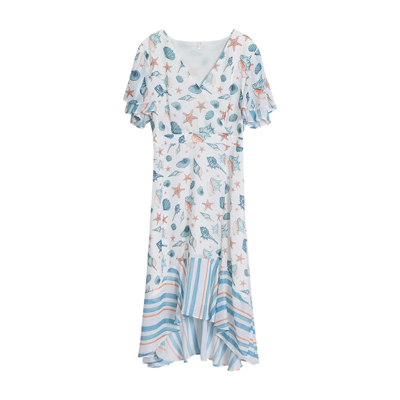 Summer Women's Dress 2021 Chiffon Print Dresses Woman Asymmetrical Flounced Edge V-Neck Knee-Length Fashion OL Female Clothing
Summer Women's Dress 2021 Chiffon Print Dresses Woman Asymmetrical Flounced Edge V-Neck Knee-Length Fashion OL Female Clothing