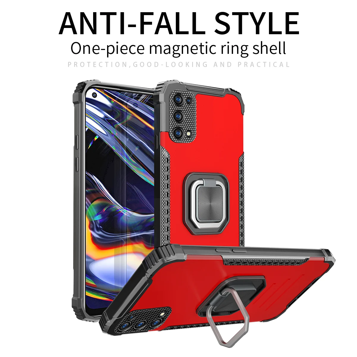 

Magnetic Metal Ring Stand Armor Shockproof Case For Realme 5 6 7 Pro 5i 6i 7i C11 C12 C15 C17 C20 C21 Aluminum Alloy Back Cover