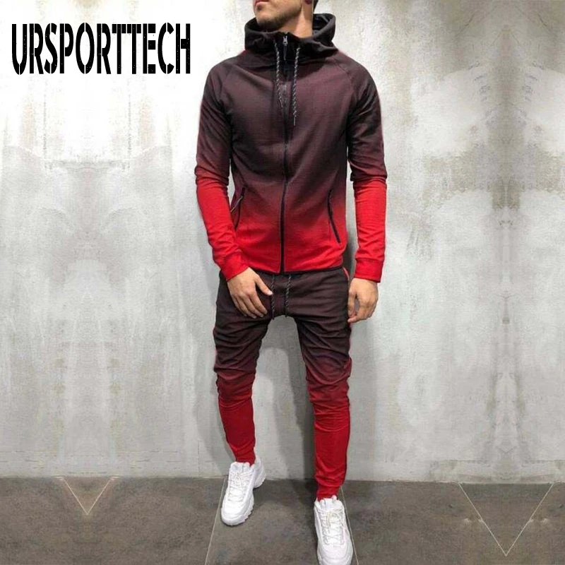 URSPORTTECH Мужской комплект из 2 предметов, Осенний Повседневный Спортивный костюм на молнии, мужской спортивный костюм с капюшоном и карманом, черный, красный, градиентный
URSPORTTECH Мужской комплект из 2 предметов, Осенний Повседневный Спортивный костюм на молнии, мужской спортивный костюм с капюшоном и карманом, черный, красный, градиентный