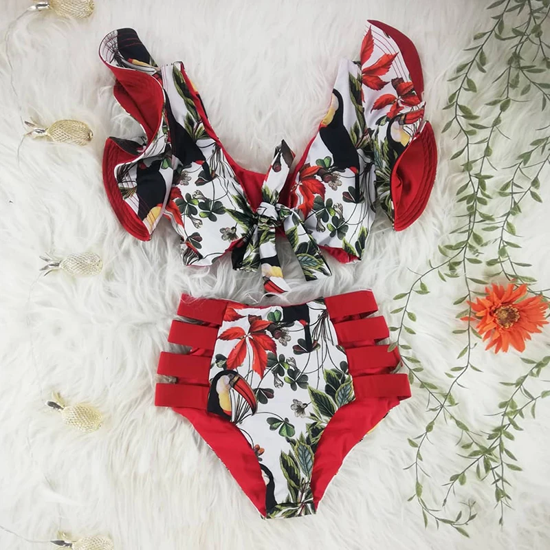 Sexy High Waist Bikinis 2021 New Print Swimwear Women Swimsuit Shoulder Ruffle Bathing Suits Beach Wear Push Up Biquini Female
Sexy High Waist Bikinis 2021 New Print Swimwear Women Swimsuit Shoulder Ruffle Bathing Suits Beach Wear Push Up Biquini Female