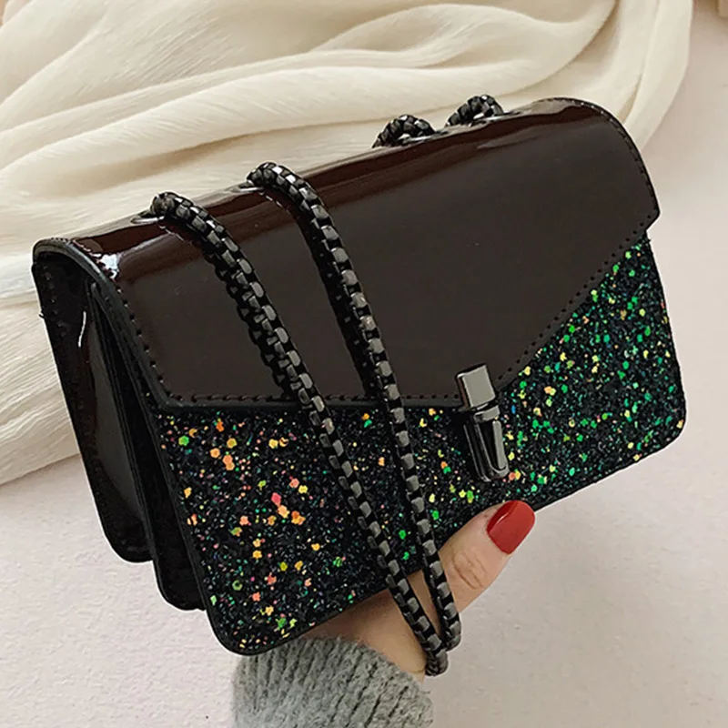 Chain Sequined Shoulder Crossbody Bags For Women 2021 PU Leather Women's Designer Flap Handbag Female Travel Messenger Bag
Chain Sequined Shoulder Crossbody Bags For Women 2021 PU Leather Women's Designer Flap Handbag Female Travel Messenger Bag