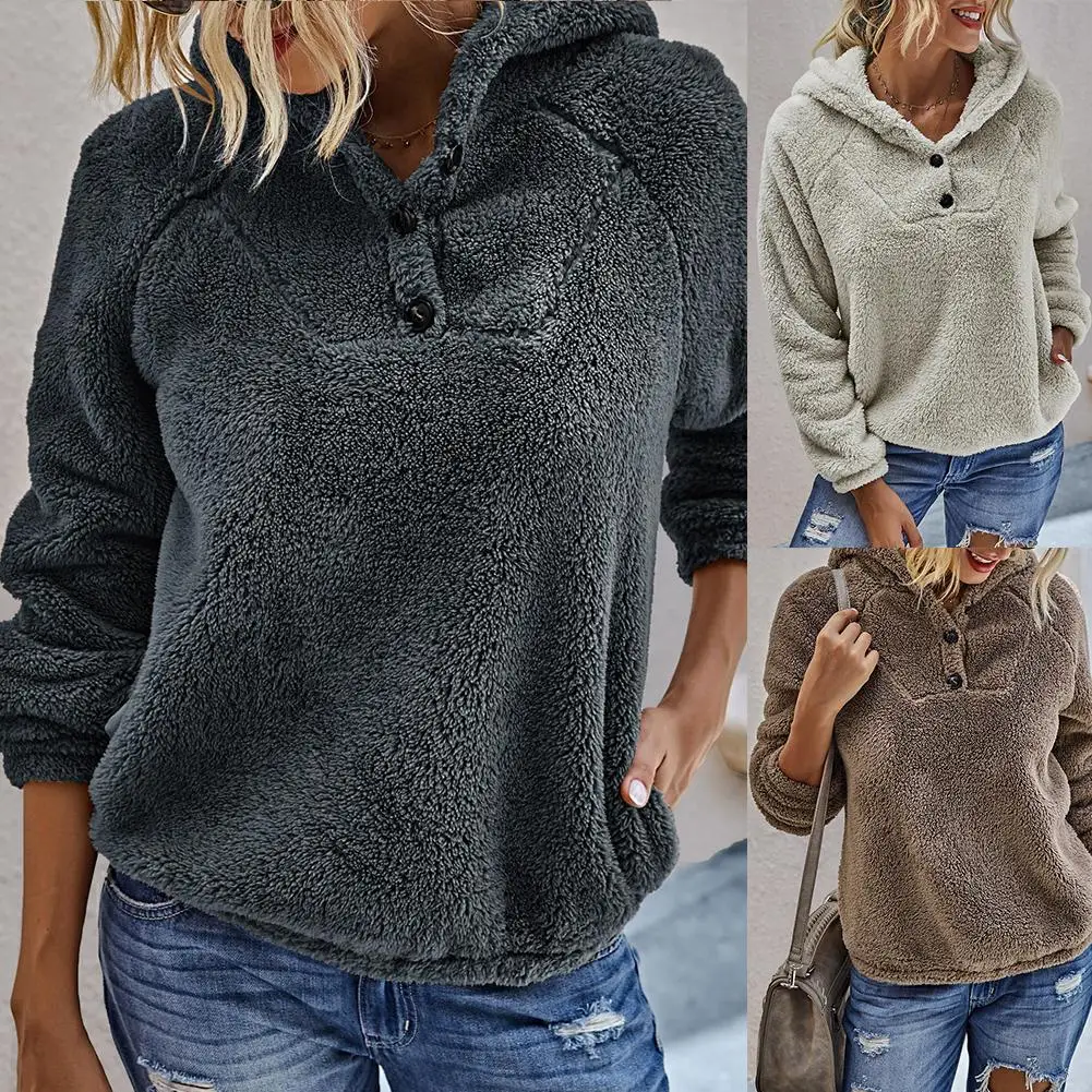 Women Casual Warm Plush Solid Color Long Sleeve Hooded Sweatshirt Hoodie Blouse Women Winter Blouse Long Sleeves 2020
Women Casual Warm Plush Solid Color Long Sleeve Hooded Sweatshirt Hoodie Blouse Women Winter Blouse Long Sleeves 2020