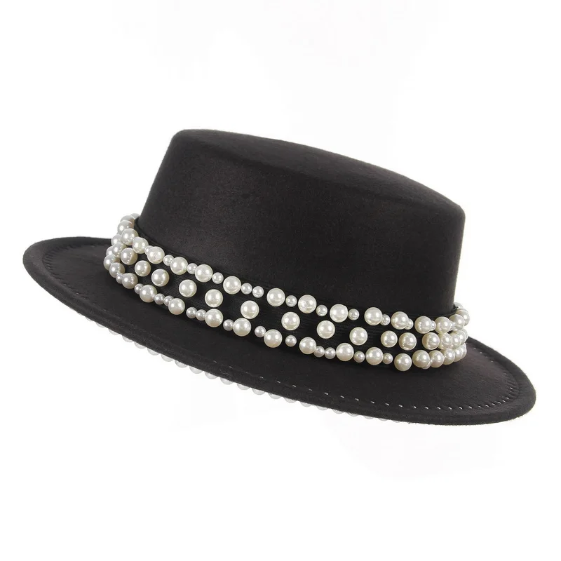 Fashionable Pearl Chapeau Femme Black Top Hat Felt Sombrero Bowler Vintage Church Trilby Hats For Women Gorra Mujer
Fashionable Pearl Chapeau Femme Black Top Hat Felt Sombrero Bowler Vintage Church Trilby Hats For Women Gorra Mujer