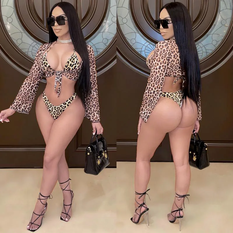 Echoine Summer Beach Leopard Print Bikini Set Swimwear 3 pcs Sexy Skninny Lace Up Long Sleeve Outwear cover up Swimsuit New
Echoine Summer Beach Leopard Print Bikini Set Swimwear 3 pcs Sexy Skninny Lace Up Long Sleeve Outwear cover up Swimsuit New