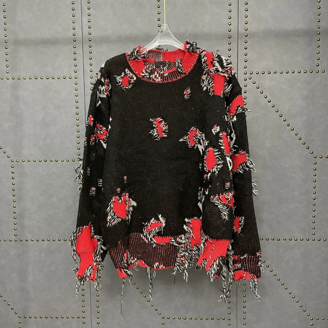 Роскошный дизайнерский Модный пуловер с дырками и кисточками, персонализированный пуловер с длинным рукавом, Яркий Универсальный вязаный ... 
Роскошный дизайнерский Модный пуловер с дырками и кисточками, персонализированный пуловер с длинным рукавом, Яркий Универсальный вязаный ...