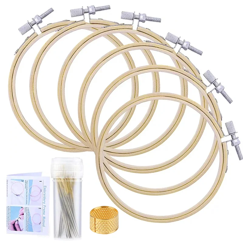 LMDZ 6 Pcs DIY Embroidery Hoop with 3 Sizes Sewing Needles, Thimble Tool Art Craft Cross Stitch Sewing Manual Accessories
LMDZ 6 Pcs DIY Embroidery Hoop with 3 Sizes Sewing Needles, Thimble Tool Art Craft Cross Stitch Sewing Manual Accessories