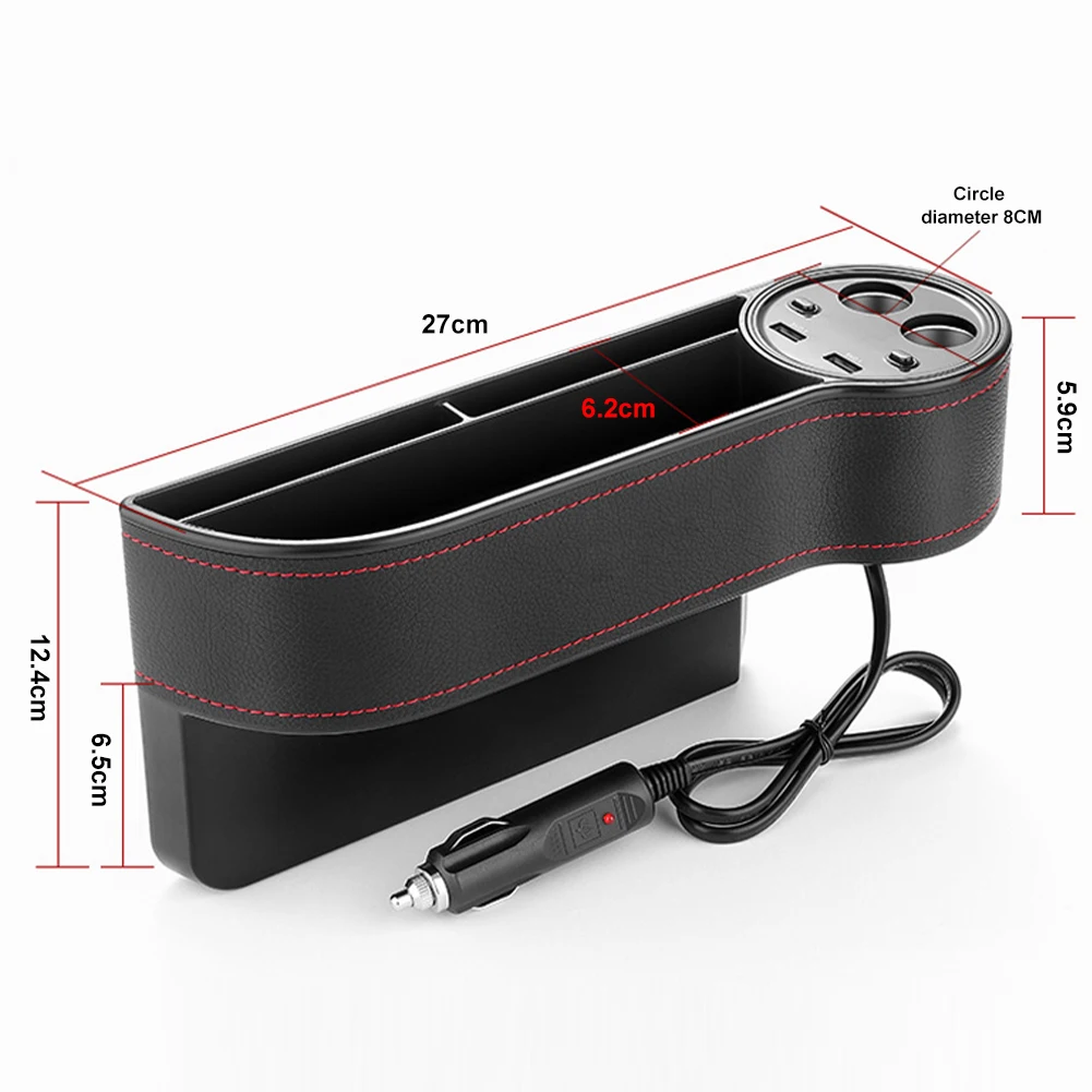 Leather Car Seat Gap Filtter Storage Box with 2 USB Car Charger 12-24 V 2 Car Console Organizer Cup Holder Seat Insertion Type
Leather Car Seat Gap Filtter Storage Box with 2 USB Car Charger 12-24 V 2 Car Console Organizer Cup Holder Seat Insertion Type